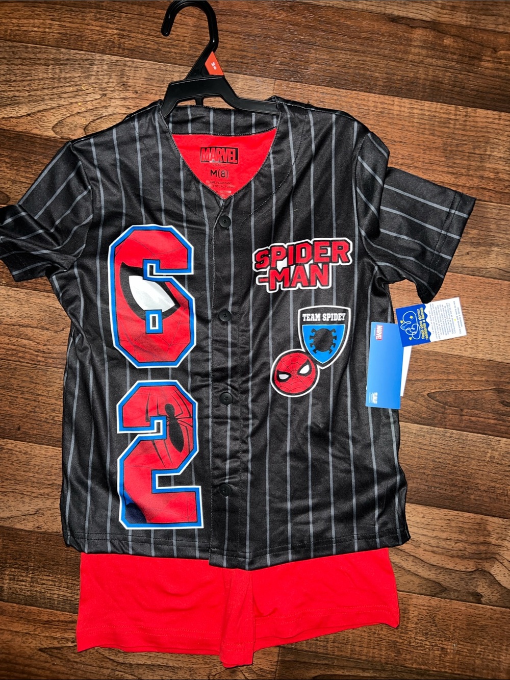 Marvel Black & Red Spider-Man Pinstripe Button-Up Shirt boys size 8
